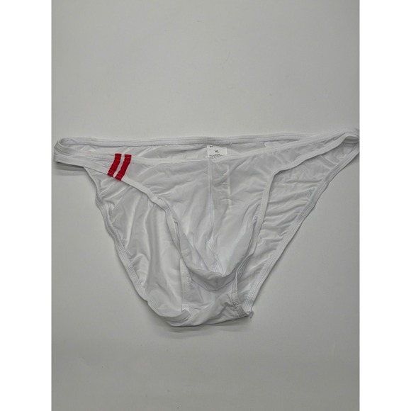 Other - Mens White Low Rise Bikini Briefs Red Racing Stripe Pouch Underwear XL